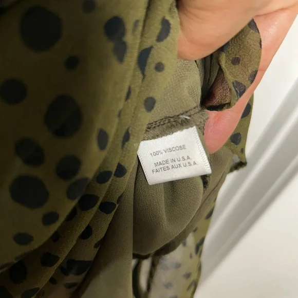 MISA  LOS ANGELES DRESS Chic Ruffle Olive Polka Dot Mini Dress - Picture 6 of 7